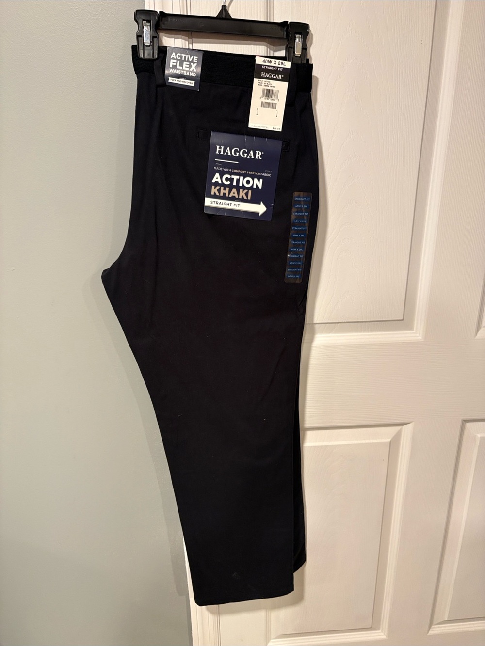 Haggar Action Khaki Straight Fit Pants in Black